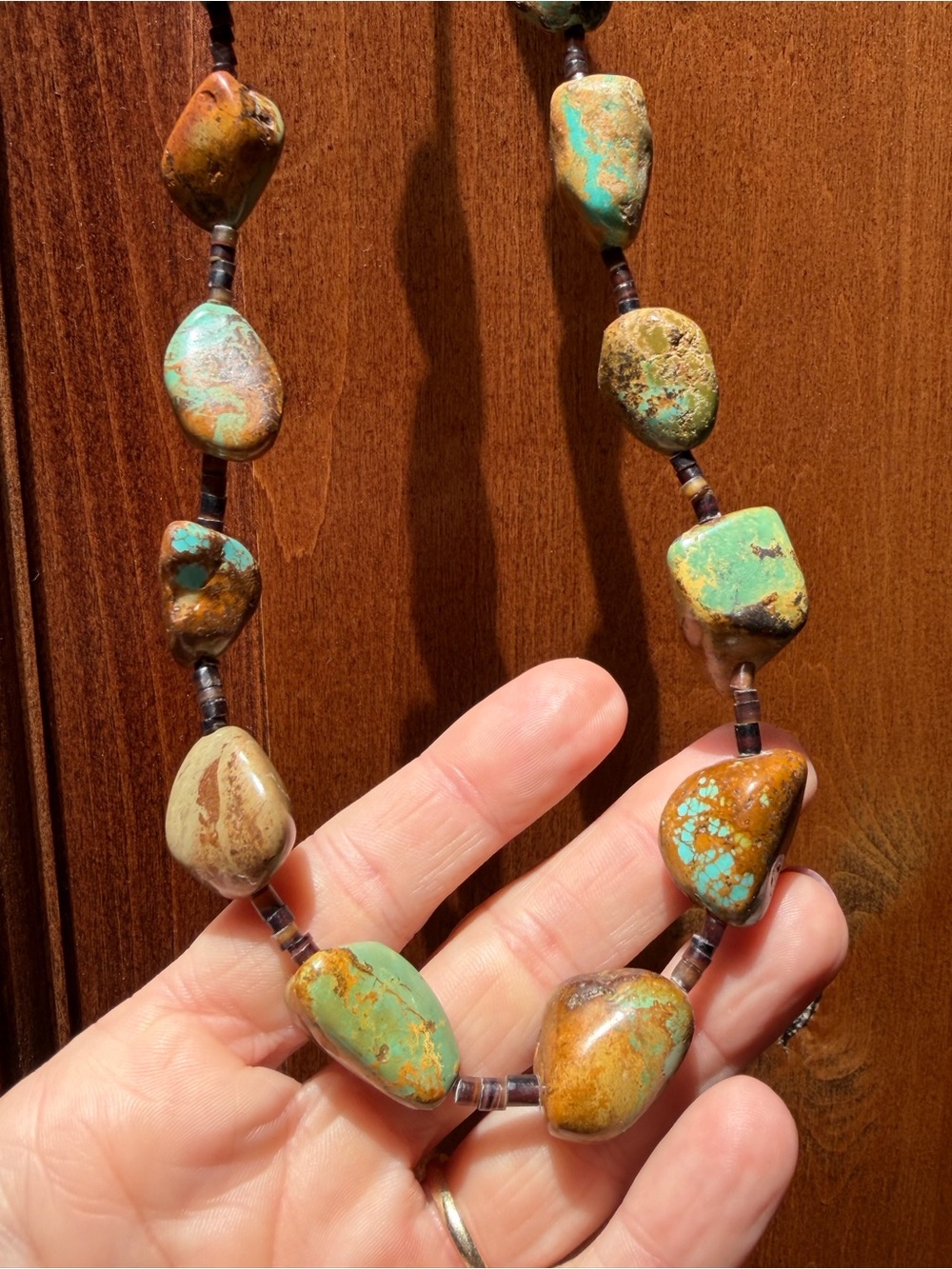 Natural Turquoise and Brown Nugget Beaded Necklace - Women Jewelry